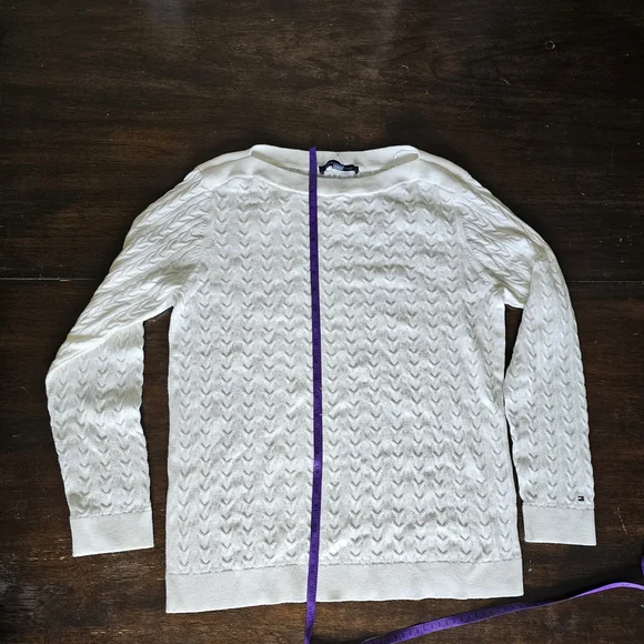 Tommy Hilfiger White Cable Knit Sweater - Picture 11 of 16
